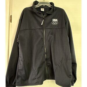 USA OLYMPIC COMMITTEE Mens Jacket Navy Blue Pockets Full Zip Athletes Size 2XL‎